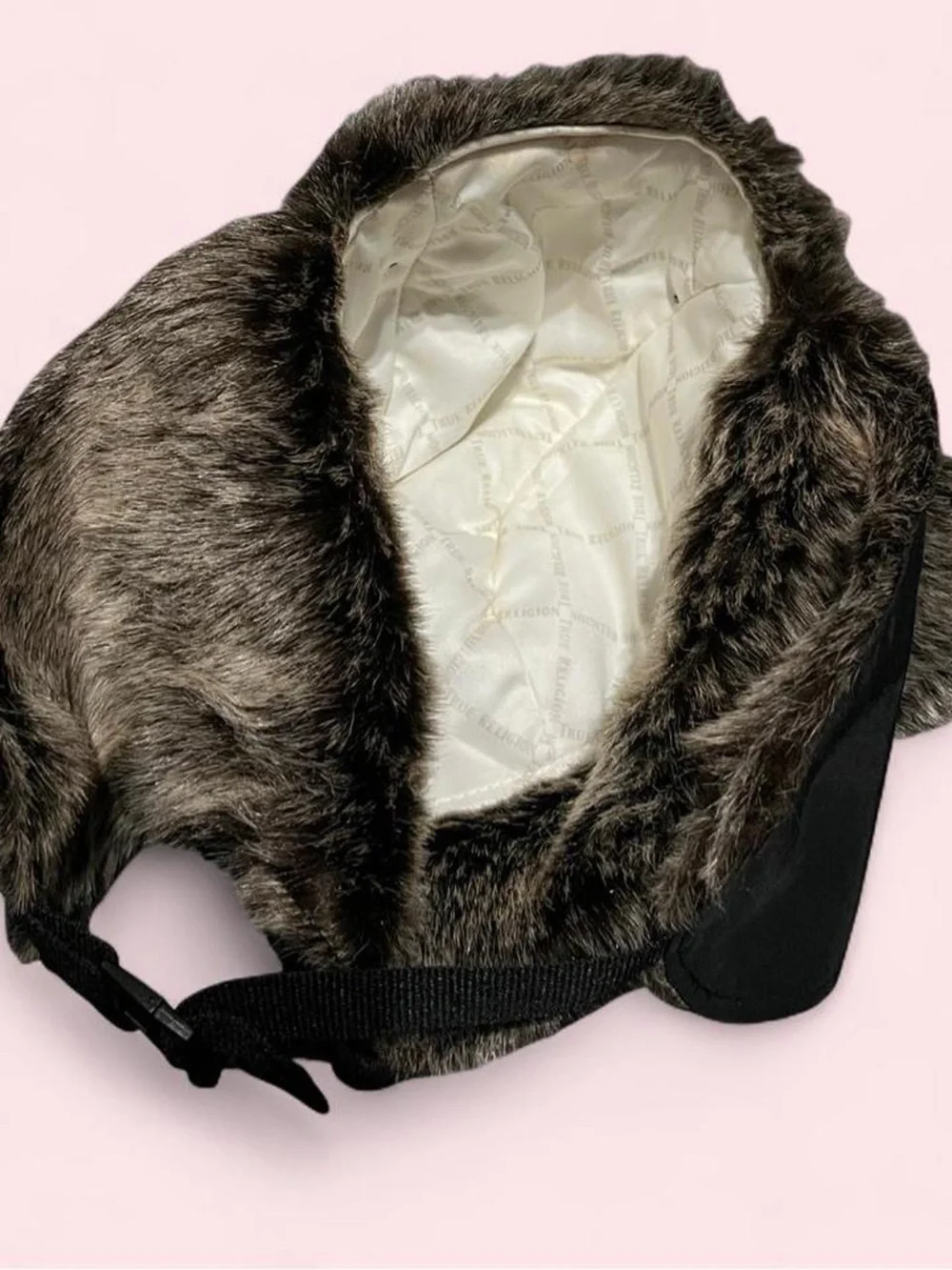 Unisex True Religion Black Faux-Fur Earflap Trapper Hat